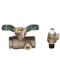 LFFBV-TC-TH 3/4" 2-Piece Full Port Threaded Ball Valve w/ Test Cock & Tee Handle (Lead Free)