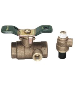 LFFBV-TC-TH 1" 2-Piece Full Port Threaded Ball Valve w/ Test Cock & Tee Handle (Lead Free)