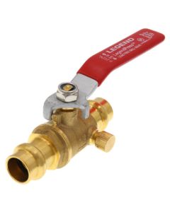 P-202NL 1/2" Press Forged Brass Full Port Ball Valve w/ Drain (Lead Free)