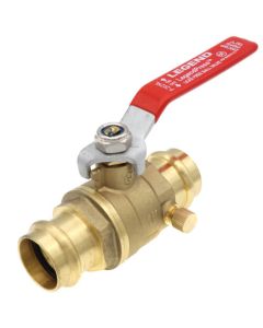 P-202NL 1" Press Forged Brass Full Port Ball Valve w/ Drain (Lead Free)
