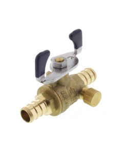 T-2007NL 1/2" PEX DZR Brass Full Port Ball Valve w/ Drain & Tee Handle