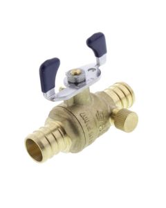 T-2007NL 3/4" PEX DZR Brass Full Port Ball Valve w/ Drain & Tee Handle