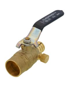 T-2007NL 3/4" Sweat x PEX DZR Brass Full Port Ball Valve w/ Drain (Lead Free)