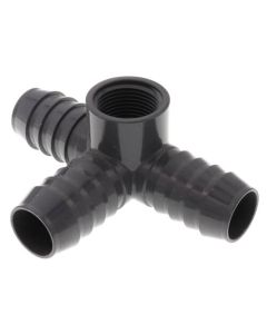1" x 3/4" PVC Barbed Insert Reducing Side Outlet Tee (Insert x FIPT)