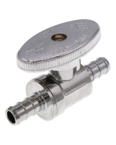 3/8" PEX Crimp x 3/8" PEX Crimp 1/4 Turn Supply Straight Stop (Chrome Plated)