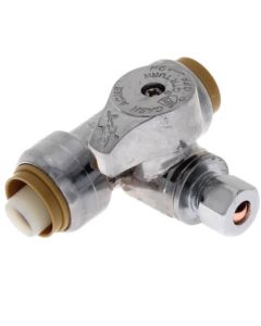 1/2" Sharkbite x 1/2" Sharkbite x 1/4" Compression Tee Stop (Lead Free)