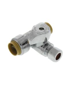 1/2" Sharkbite x 1/2" Sharkbite x 3/8" Compression Tee Stop (Lead Free)