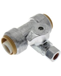 3/4" Sharkbite x 3/4" Sharkbite x 3/8" Compression Tee Stop (Lead Free)