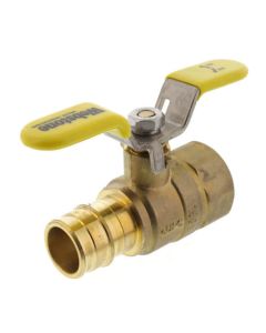 1" Expansion PEX x FNPT Full Flow Forged Brass Ball Valve w/ Wing T-Handle (Lead Free)