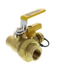 3/4" Full Port Forged Brass Ball Valve w/ Single Union End, Hi Flow Hose Drain & Reversible Handle (Lead Free)