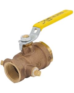 3/4" FNPT Bronze 2-Piece Full Port Gas Shutoff Ball Valve w/ Tee Handle & Dual Tap
