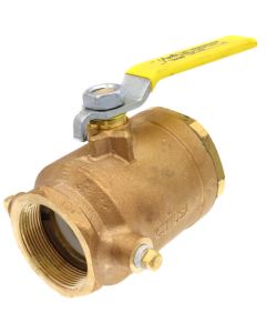 2" FNPT Bronze 2-Piece Full Port Gas Shutoff Ball Valve w/ Tee Handle & 1/4" Dual Tap