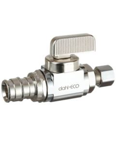 1/2" Expansion PEX x 1/4 OD Comp Straight Stop Valve, Lead Free (Chrome Plated)