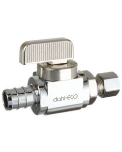 1/2" PEX Crimp x 1/4 OD Comp Straight Stop Valve, Lead Free (Chrome Plated)