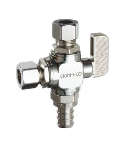 1/2" Pex Crimp x 3/8" x 3/8" OD Compression Straight Stop Valve, Lead Free (Chrome Plated Brass)