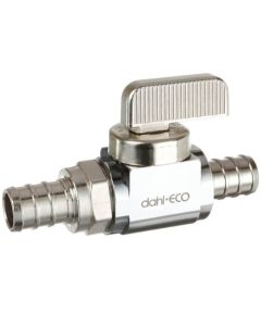 1/2" PEX Crimp x 1/2" PEX Crimp In-Line Straight Ball Valve, Lead Free (Chrome Plated)