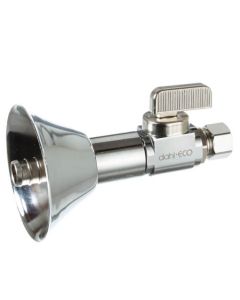 1/2" PEX Crimp Ext. x 3/8" OD Compression Straight Finishing Valve w/ 7/8" OD Deep Bell Escutcheon, Lead Free