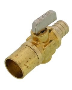 3/4" PEX Crimp x Female Solder In-Line Straight Mini Ball Valve, Lead Free (Rough Brass)