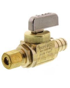 1/2" PEX Crimp x 1/4 OD Comp Straight Stop Valve, Lead Free (Rough Brass)