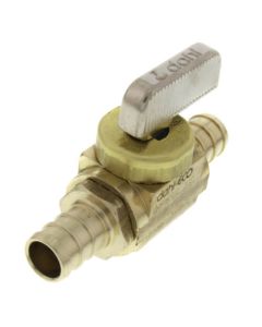 1/2" PEX Crimp x 1/2" PEX Crimp In-Line Straight Ball Valve, Lead Free (Rough Brass)