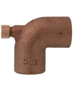 3/4" Cast Brass 90° Elbow w/ Drain (Lead Free)