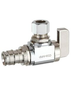 1/2" Expansion PEX x 3/8" OD Comp Angle Supply Stop Valve, Lead Free (Chrome Plated)