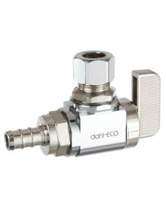 3/8" Pex Crimp x 3/8" OD Compression Angle Stop Valve, Lead Free (Chrome Plated Brass)