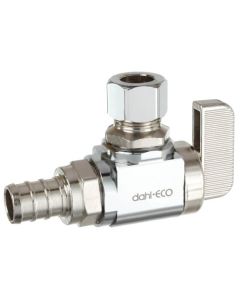 1/2" Pex Crimp x 3/8" OD Compression Angle Stop Valve, Lead Free (Chrome Plated Brass)