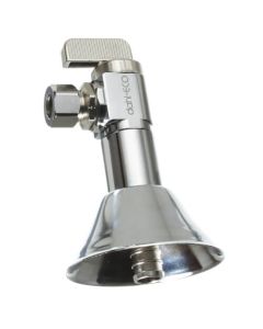1/2" PEX Crimp Ext. x 3/8" OD Compression Angle Finishing Valve w/ 7/8" OD Deep Bell Escutcheon, Lead Free
