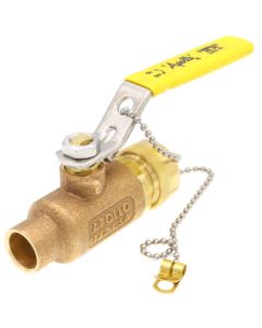 1/2" Solder x 3/4" Hose Ball Valve w/ Cap & Chain