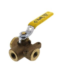 1/4" Standard Port, 3 Way Diversion Threaded Ball Valve (2.3 Cv)