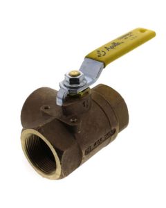 1-1/2" Standard Port, 3 Way Diversion Threaded Ball Valve (34 Cv)