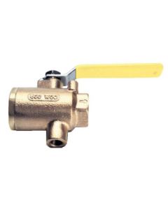 1-1/4" FNPT Bronze 2-Piece Full Port Gas Shutoff Ball Valve w/ 1/4" Drain Tap