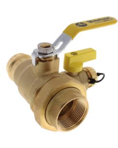 1-1/4" Pro-Pal Press Union Full Port Ball Valve w/ Hi-Flow Hose Drain & Reversible Handle (Lead Free)
