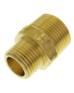 1/2" x 3/8" MIP Brass Reducing Barstock Hex Nipple (Lead Free)