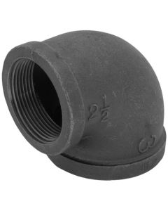 3" x 2-1/2" Black 90-Degree Reducing Elbow