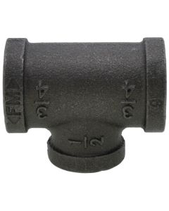 3/4" x 3/4" x 1/2" Black Reducing Tee