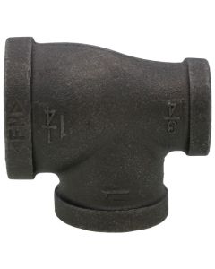 1-1/4" x 3/4" x 1" Black Reducing Tee