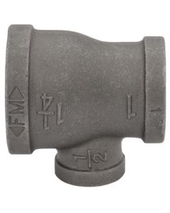 1-1/4" x 1" x 1/2" Black Reducing Tee