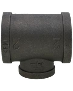 2" x 2" x 1-1/4" Black Reducing Tee