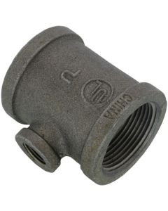 1-1/4" x 1-1/4" x 3/8" Black Reducing Tee