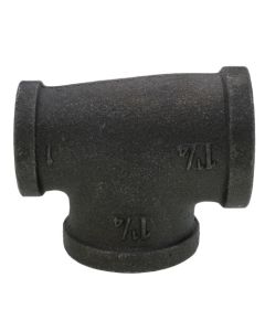 1-1/4" x 1" x 1-1/4" Black Reducing Tee