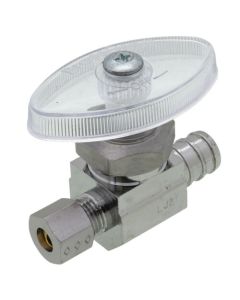 1/2" PEX Crimp x 1/4" OD Comp. Straight Stop Valve, Multi-Turn, Lead Free (Chrome Plated)
