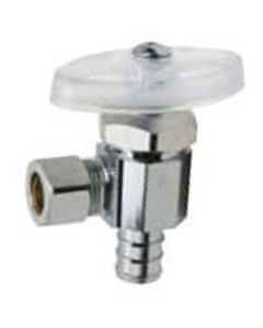 1/2" PEX Crimp x 1/4" OD Comp. Angle Stop Valve, Multi-Turn, Lead Free (Chrome Plated)