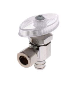 1/2" PEX Crimp x 3/8" OD Comp. Angle Stop Valve, Multi-Turn, Lead Free (Rough Brass)