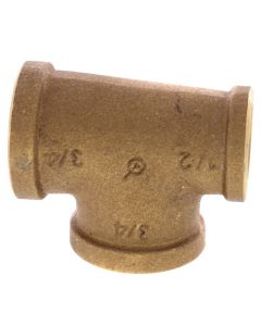 3/4" x 1/2" x 3/4" Reducing Brass Tee (Lead Free)