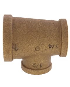 1" x 3/4" x 1/2" Reducing Brass Tee (Lead Free)
