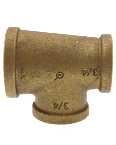 1" x 3/4" x 3/4" Reducing Brass Tee (Lead Free)