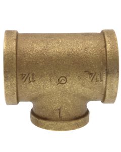 1-1/4" x 1-1/4" x 1" Reducing Brass Tee (Lead Free)
