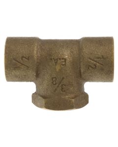 1/2" x 1/2" x 3/8" C x C x F Cast Brass Tee (Lead Free)